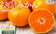 先行予約＜愛媛県明浜産 天晴みかん（温州みかん）約2kg＞ 家庭用 訳あり ワケアリ 自宅用 果物 くだもの フルーツ ミカン 柑橘 選べる 食べて応援 特産品 産地直送 愛媛県 西予市【常温】