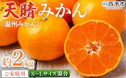 ＜愛媛県明浜産 天晴みかん（温州みかん）約2kg S～L混合＞ 家庭用 訳あり ワケアリ 果物 くだもの フルーツ ミカン 柑橘 特産品 笑丸 愛媛県 西予市【常温】『2025年11月中旬～2026年1月上旬迄に順次出荷予定』