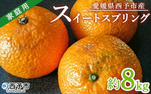 ＜愛媛県西予市産 スイートスプリング 家庭用 約8kg＞ 訳あり ワケアリ 果物 くだもの ミカン 蜜柑 柑橘 甘い おいしい フルーツ サイズ不揃い ご自宅用 果実 果肉 特産品 段畑みかん 愛媛県 西予市【常温】『2026年1月中旬～2月上旬迄に順次出荷予定』