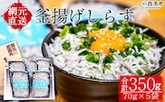 ＜【網元直送】 釜揚げしらす　70g×５袋 【箱入】＞　シラス　魚　小魚　丼　パスタ　小分け　冷凍　ごはん　サラダ　グルメ　天然