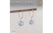 ＜明浜産あこや真珠8.5mm　希少グレー系 K10YGフープピアス＞　パール　ジュエリー　アクセサリー　フォーマル　カジュアル　ギフト　西予市　贈り物　祝　冠婚葬祭