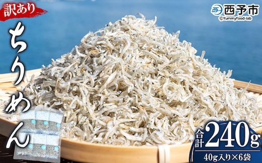 ＜【天日干し】 わけあり お徳用ちりめん 40g×６袋＞ しらす じゃこ 魚 西予市 明浜 おつまみ 海産 海鮮