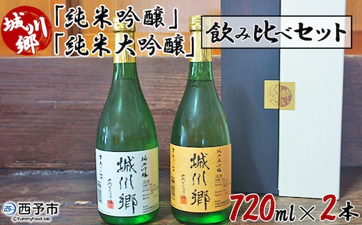 ＜日本酒 城川郷「純米吟醸」「純米大吟醸」飲み比べセット 720ml×2本＞ お酒 さけ ギフト 贈り物 贈答用 お祝い 御祝い 内祝い 家飲み 宅飲み お酒セット 乾杯 特産品 中城本家酒造 愛媛県 西予市【常温】『1か月以内に順次出荷予定』