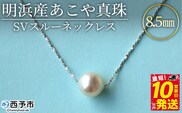 ＜明浜産あこや真珠8.5mm SVスルーネックレス＞『最短10営業日以内発送予定』アコヤ真珠 パール ジュエリー アクセサリー プレゼント ギフト 贈答 記念日 品質保証書付き シルバー ナチュラルカラー シンプル 45cm PRAY akoyapearl 愛媛県 西予市【常温】