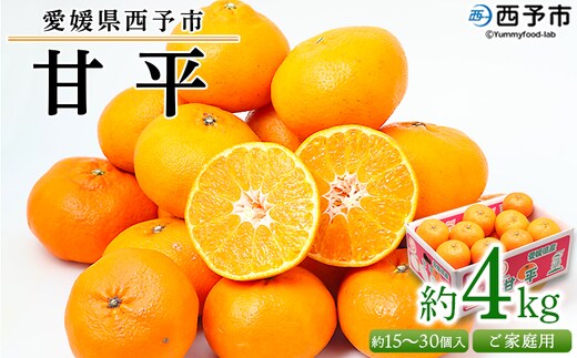 【先行予約】＜愛媛県西予市産 甘平 ご家庭用 約4kg＞訳あり 果物 フルーツ 柑橘類 みかん 蜜柑 ミカン オレンジ かんぺい カンペイ 期間限定 季節限定 甘い 食べて応援 特産品 宇都宮物産 愛媛県 西予市【常温】『2027年2月下旬～3月中旬迄に順次出荷予定』