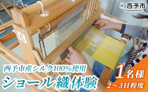 ＜西予市産シルク100％使用 ショール織体験 1名様＞ 国産生糸使用 シルクショール ワークショップ 機織り体験 機織り 手織り 絹織物 体験 シルク博物館 チケット 愛媛 西予 野村 伝統工芸 愛媛県西予市蚕糸業振興協議会 西予市【常温】