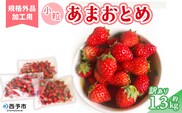 先行予約＜訳あり いちご あまおとめ 約1.3kg 小粒 加工用 冷蔵 規格外品＞ 国産 サイズ 小粒 詰め合わせ アマオトメ 訳あり 訳アリ フルーツ 果物 苺 いちご イチゴ シャーベット スムージー りの果樹園 愛媛県 西予市【冷蔵】
