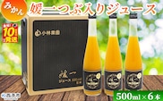 ＜媛一つぶ入りジュース みかん 500ml×6本＞ 国産 つぶ入り オレンジジュース みかんジュース 果汁 粒入り ストレートジュース 愛媛県産 西宇和 果汁 ジュース みかん オレンジ 飲料 セット 小林果園 愛媛県 西予市 【常温】『最短10営業日以内に発送予定』
