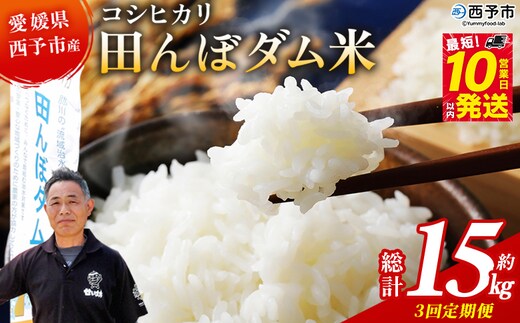 ＜令和8年産 愛媛県西予市産 コシヒカリ 田んぼダム米 5kg 3回定期便＞※最短10営業日以内に第1回目を出荷予定 5キロ こしひかり 西予応援米 宇和米 お米 コメ こめ 白米 精米 米 国産 愛媛県産 宇和町産 和みファーム 愛媛県 西予市【常温】