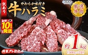 ＜秘伝の特製タレ仕込み！やわらか味付き 牛ハラミ 約1kg（500g×2）＞ 訳あり はらみ ハラミ 赤身 大容量 牛肉 お肉 焼肉 BBQ 味付き タレ漬け 甘辛 レシピ 丼 献立 惣菜 おかず 簡単 グルメ 株式会社丸和 愛媛県 西予市【冷凍】『最短10営業日以内に順次出荷』