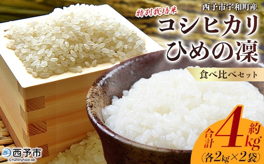 ＜令和7年産 西予市宇和町産 特別栽培米コシヒカリ・ひめの凜 食べ比べセット（各約2kg）＞ お米 コメ こめ 白米 精米 単一原料米 穀物 こしひかり ひめのりん 朝食 低農薬 特産品 三好フク 愛媛県【常温】『2025年11月中旬より順次出荷予定』