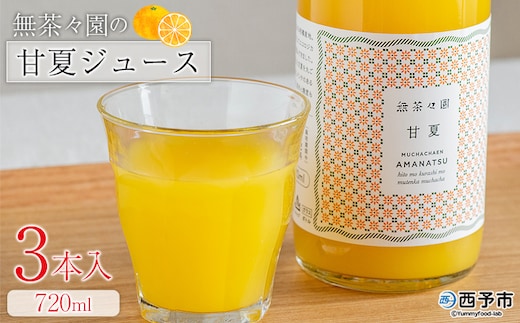 ＜無茶々園の甘夏ジュース 720ml 3本＞『1か月以内に順次出荷予定』柑橘 果物 オレンジ フルーツ ストレート 果汁100% 甘夏 あまなつ アマナツ 丸ごと 酸味 濃厚 飲んで応援 特産品 無茶々園 愛媛県 西予市 【常温】