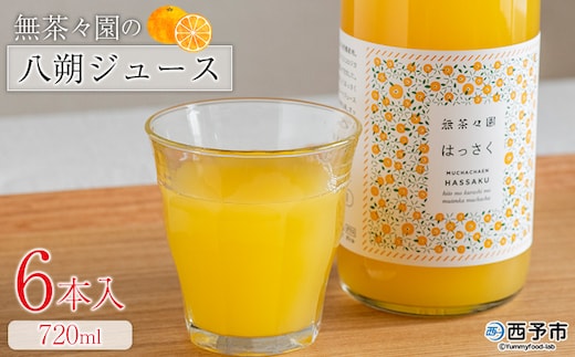 ＜無茶々園の八朔ジュース 720ml 6本＞『1か月以内に順次出荷予定』柑橘 果物 オレンジ フルーツ ストレート 果汁100% 八朔 はっさく ハッサク 丸ごと 上品な甘さ ほろ苦さ すっきり 飲んで応援 特産品 無茶々園 愛媛県 西予市 【常温】