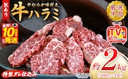 TVで紹介！＜秘伝の特製タレ仕込み！やわらか味付き 牛ハラミ 約2kg（500g×4）＞ テレビ TV 訳あり はらみ ハラミ 赤身 大容量 牛肉 お肉 焼肉 BBQ 味付き タレ漬け 甘辛 レシピ 丼 献立 惣菜 おかず 簡単 グルメ 株式会社丸和 愛媛県 西予市【冷凍】『最短10営業日以内に順次出荷』