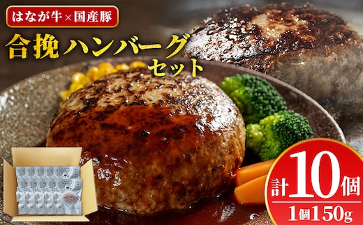 ＜合挽ハンバーグセット 10個（1個150g）＞ セット ハンバーグ はんばーぐ 合挽肉 肉 お肉 牛肉 豚肉 肉加工品 お惣菜 洋食 おかず 弁当 国産 小分け 個包装 簡単調理 特産品 ゆうぼく 愛媛県 西予市 【冷凍】『1か月以内に順次出荷予定』