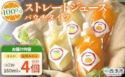 ＜温州みかん＆はるか100％ストレートジュース パウチタイプ 160ml×各2個 計4個＞『1か月以内に順次発送予定』飲み比べ セット 果物 くだもの フルーツ 柑橘類 みかん 蜜柑 ミカン みかんジュース 飲料 渡江から一歩を踏み出す会 愛媛県 西予市【常温】