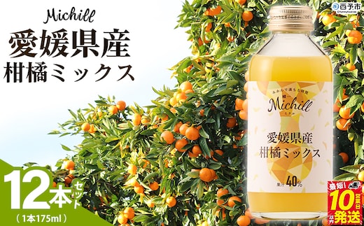 ＜Michill愛媛県産柑橘ミックス 175ml 12本＞『最短10営業日以内に発送予定』愛媛県産 西宇和 ミックスジュース 国産 みかん 蜜柑 ミカン 果汁入り飲料 セット 詰合せ 小林果園 愛媛県 西予市 【常温】