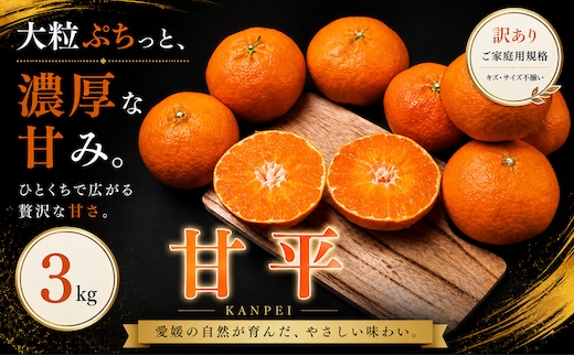 ＜訳あり 愛媛県産甘平 合計約3kg＞『2027年1月下旬～3月上旬迄に順次出荷予定』かんぺい 希少種 甘い ご家庭用 果汁 果物 くだもの フルーツ みかん オレンジ 柑橘 人気柑橘 特産品 株式会社OSN 愛媛県 西予市 【常温】