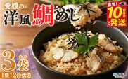 ＜愛媛の洋風鯛めしセット 3袋＞『最短10営業日以内に順次発送予定』鯛 真鯛 まだい マダイ 天然真鯛 郷土料理 丼 魚介 海の幸 海鮮 炊き込みご飯 洋風 バター 出汁たれ 切り身 切身 国産 2合炊き お取り寄せ グルメ YNコーポレーション 愛媛県 西予市【冷凍】