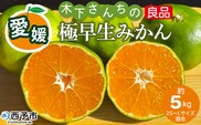 ＜木下さんちの極早生みかん 良品 約5kg（2S～Lサイズ混合）＞『2026年10月に順次出荷予定』柑橘類 ごくわせ 早生ミカン 蜜柑 果物 くだもの フルーツ 甘酸っぱい あまずっぱい 国産 キロ 特産品 木下農園 西宇和 愛媛県 西予市【常温】