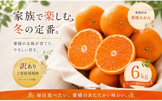 ＜訳あり 愛媛県産みかん 合計約6kg＞『2026年10月下旬～1月下旬迄に順次出荷予定』 ミカン 蜜柑 食感 甘い ご家庭用 果汁 果物 くだもの フルーツ みかん オレンジ 柑橘 人気柑橘 特産品 株式会社OSN 愛媛県 西予市 【常温】