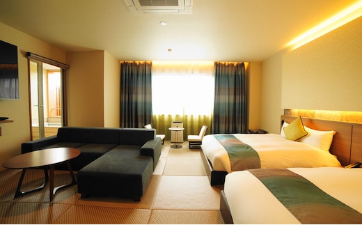 くつろぎの宿 樹楽 スーペリアスイートペア宿泊券 スイートルーム 温泉 二名分 露天風呂 大浴場 サウナ 一泊二食付き 