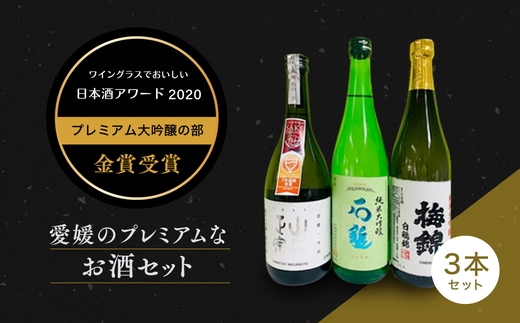ワイングラスで美味しい日本酒アワード2020プレミアム大吟醸の部 金賞受賞 至高の日本酒セット ◇＜酒 お酒 日本酒 晩酌 愛媛県＞