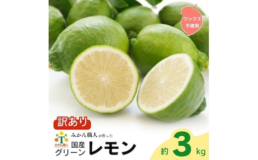 訳あり レモン （ グリーンレモン ） 3kg りのか 【発送期間:8月中旬～11月中旬】 レモン 減農薬 柑橘 檸檬 くだもの 果実 国産 愛媛 みかん職人武田屋 ブランド 愛媛県産 産直 無添加