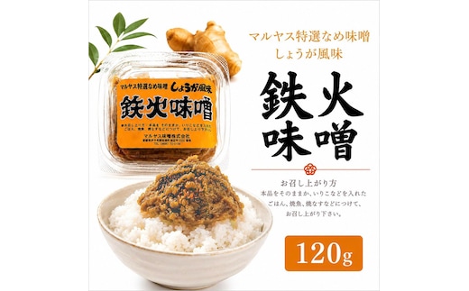 鉄火みそ120g 4パック 味噌 おかず味噌 はだか麦 生姜 しょうが 国産 甘口 老舗 発酵食品 健康 国産 無添加 老舗 人気 おすすめ 調味料 田楽 発酵食品 ギフト 贈答 愛媛県 愛南町 マルヤス味噌