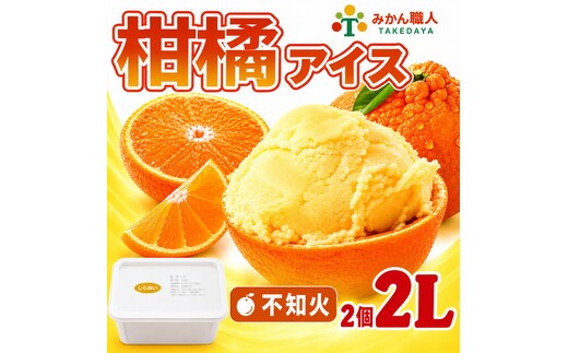 柑橘アイス 計2L(1個1000ml) 【 不知火 】 冷凍 みかん 旬 農家直送 特産品 さっぱり 大人 旨味 アイス ジェラート シャーベット ソルベ アイスクリーム ランキング 人気 業務用 大容量 ホームタイプアイス ファミリーサイズ 家庭用 みかん 柑橘 かんきつ 不知火 デコポン ぽんかん 冷凍 冬 夏 みかん職人武田屋 愛媛県 愛南町