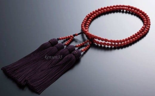 kn011【特級】赤サンゴ 本連数珠（赤サンゴ約６ｍｍ玉使用）