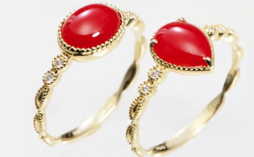 kn044［選べる］赤サンゴのファッションリング