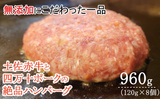 sd021ハンバーガー屋の本気ハンバーグ960ｇ（120ｇ×8個） ＜ 国産 高知県産 牛肉 豚肉 ブランド肉 希少 土佐あかうし 四万十ポーク ＞