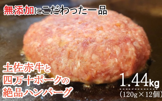 sd022ハンバーガー屋の本気ハンバーグ1.44ｋｇ（120ｇ×12個） ＜ 国産 高知県産 牛肉 豚肉 ブランド肉 希少 土佐あかうし 四万十ポーク ＞