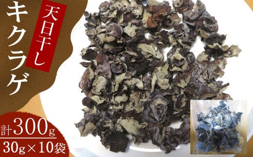 nc006佐喜浜キクラゲ（天日干し） 計３００ｇ ３０g×１０袋詰め合わせセット