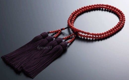 kn008赤サンゴ 本連数珠（赤サンゴ５．５ｍｍ玉使用）