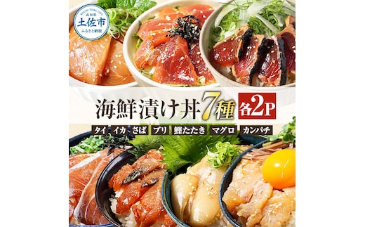高知 海鮮漬け丼の素（7種×各2P）セット 鯛 たい 鮪 鰤 カンパチ サバ 鰹たたき イカ いか 漬け丼 漬け 丼 素 海鮮 醤油漬け 小分けパック お茶漬け お取り寄せグルメ 食べ比べ 詰め合わせ 海鮮丼 個包装 冷凍 食品 故郷納税 返礼品 高知県