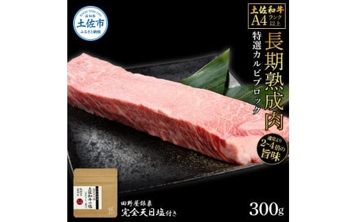 土佐和牛 特選カルビブロック300g 田野屋銀象完全天日塩1P付き 特選 長期熟成肉 田野屋銀象 完全天日塩付き カルビ 牛肉 ブロック 肉 お肉 和牛 国産 牛【株式会社LATERAL】 [BQAU041]