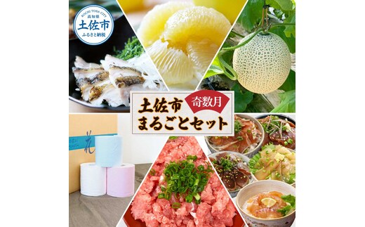 土佐市まるごとセット6回コース（奇数月）トイレットペーパー 土佐文旦 アールスメロン 訳あり海鮮漬け丼 ネギトロ ウツボのたたき 藁焼き フルーツ ハヤシの花 家庭用 ご自宅用 訳アリ ワケアリ