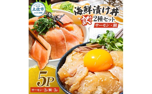 訳あり 海鮮漬け丼 タイ3P・サーモン2Pセット 1袋60g 真鯛 タイ サーモン 詰め合わせ お茶漬け 醤油 漬け 食べ比べ おつまみ 惣菜 鯛茶漬け 魚介類 海鮮 新鮮 天然 美味しい 活き締め 冷凍 配送