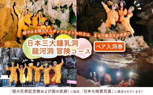 【日本三大鍾乳洞】龍河洞 冒険コース 《ペア入洞券》 チケット 体験 冒険 鍾乳洞 洞窟 地下 観光 歴史 自然
