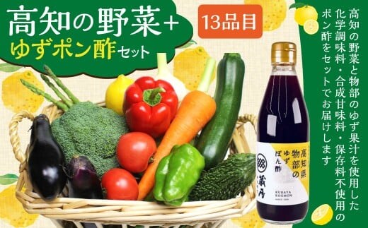 高知の野菜(13品目)+ゆずポン酢セット / 野菜 やさい ゆずポン酢 ゆずぽん酢 柚子ポン酢 柚子ぽん酢 セット 旬野菜 高知県 香美市 冷蔵