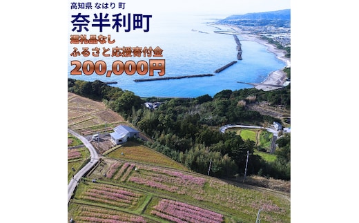 999999-5【応援寄附金】高知県奈半利町 1口 20万円 返礼品なしのご寄附 【奈半利町役場】