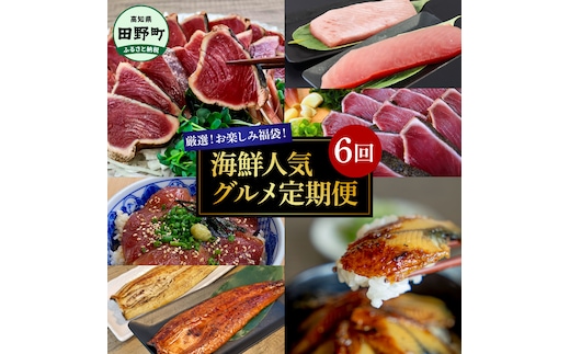 厳選お楽しみ福袋！海鮮人気グルメ定期便 6回 まぐろ 戻り鰹 初鰹 カツオのたたき 鰻 きざみ鰻 蒲焼き 白焼き 漬け丼 タレ 料理 国産 簡単 手軽 魚 魚介 海鮮 名物 美味しい お取り寄せ