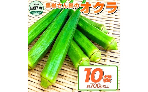 オクラ 10袋 約700g 国産 おくら 国産オクラ 新鮮野菜 美味しい 野菜 厳選 新鮮 おかず 常温 配送 副菜 惣菜 煮物 朝どれ 詰め合わせ 取り寄せ グルメ お取り寄せグルメ お取り寄せ サラダ ふるさとのうぜい 返礼品 高知県 高知 4000円 黒岩さん家のオクラ