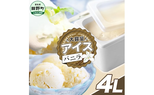 【四国一小さなまちのアイス屋さん】バニラ アイスクリーム 大容量 アイス 4000ml 4L 業務用 4リットル デザート スイーツ お菓子 アイス ミルク 大容量 いっぱい 松崎冷菓 取り寄せ お取り寄せ