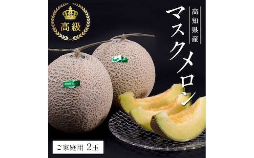 SKS024 緊急支援 高知県産 高級マスクメロン（ご家庭用）2玉入〈南国市共通返礼品〉【発送期間：4月～12月（9カ月）】【1月～3月は気候温度不安定の為出荷不可となります。】