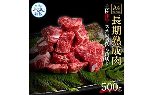 TKA216 天下味 エイジング工法 熟成肉 土佐和牛 特選スネ肉 煮込み角切り 500g エイジングビーフ スネ肉 国産 肉 牛肉 和牛 カレー シチュー 人気 老舗焼肉店 冷凍 新鮮 真空パック 高級 お祝い 高知 高知県 芸西村 故郷納税 10000円 返礼品 贈り物 贈答 ギフト