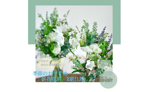 t170tmf 《6ヵ月定期便》花束一対 お供え 初回花瓶付L 定期便 定期コース 全6回 初回花瓶付き 延命剤付き お供え 花束 一対 花びん 生花 仏花 供花 花束 はな 花 法要 お盆 季節のお花 供花 お供え