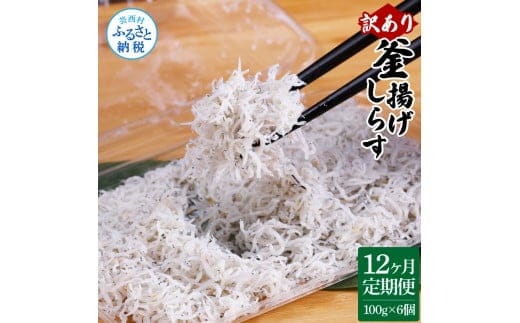 t190mmk 〈12ヶ月定期便〉訳あり 釜揚げシラス 100g×6個 定期便 定期コース 12ヶ月 しらす シラス 釜揚げ 新鮮 塩分控えめ 離乳食 わけあり ワケあり 不揃い しらす丼 海鮮丼 お茶漬け